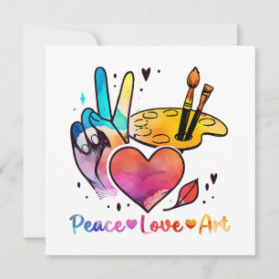 Art Teacher Peace Love Art For Artists And Painter Invitation