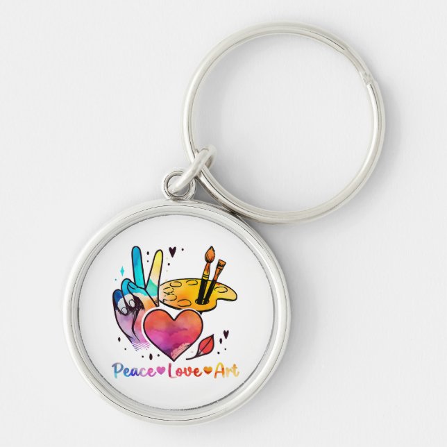 Art Teacher Peace Love Art For Artists And Painter Key Ring (Front)