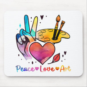 Art Teacher Peace Love Art For Artists And Painter Mouse Mat