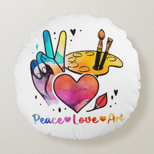 Art Teacher Peace Love Art For Artists And Painter Round Cushion