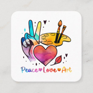 Art Teacher Peace Love Art For Artists And Painter Square Business Card