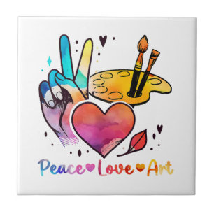 Art Teacher Peace Love Art For Artists And Painter Tile