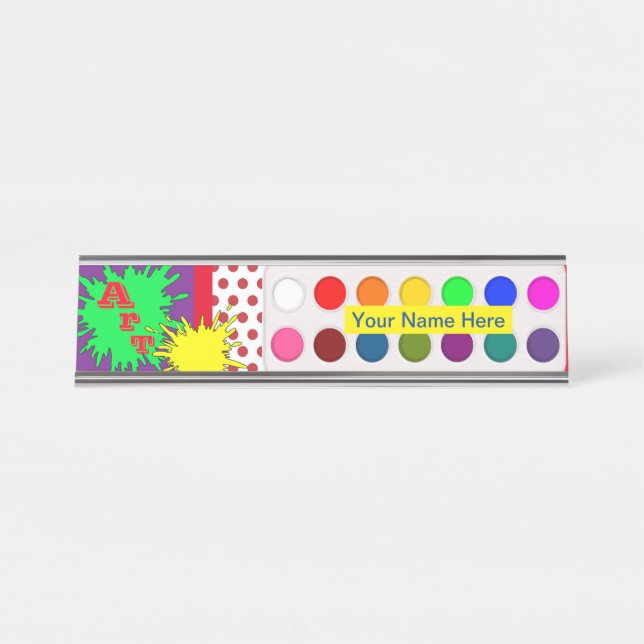 Art Teacher, Pop Art, Add Your Name, Desk Name Plate (Front)