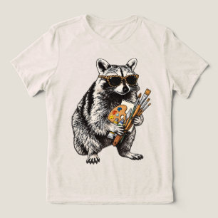 Art Teacher Racoon Art Painter Artist Gift  Tri-Blend Shirt