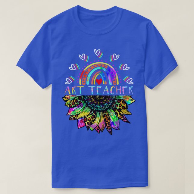 Art Teacher Tie Dye Sunflower Rainbow Back To Scho T-Shirt (Design Front)