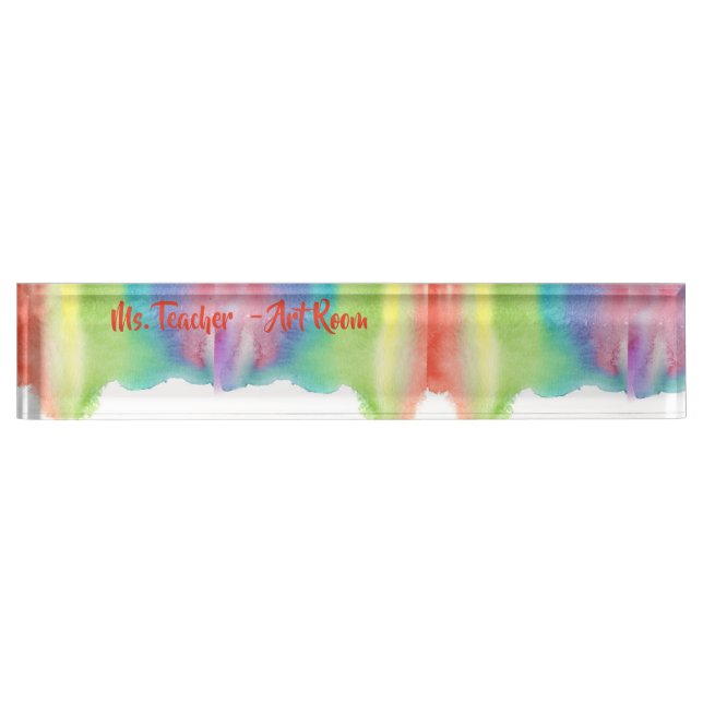 Art Teacher Watercolor Name Plate, Gift forTeacher Nameplate (Front)