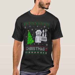 Art Teacher Xmas Tree Lighting Ugly Christmas Swea T-Shirt