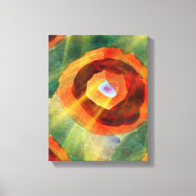 art texture abstract water green, orange, circle canvas print (Front)