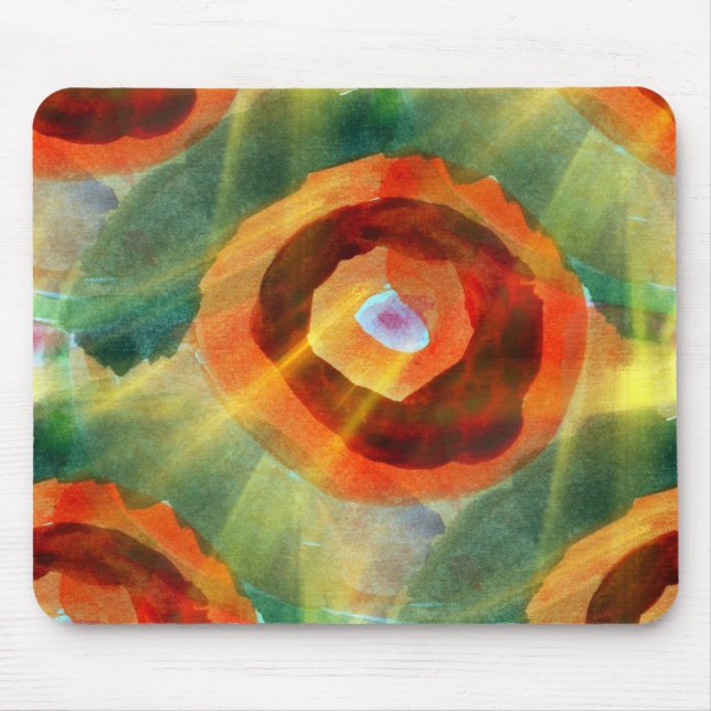 art texture abstract water green, orange, circle mouse mat (Front)