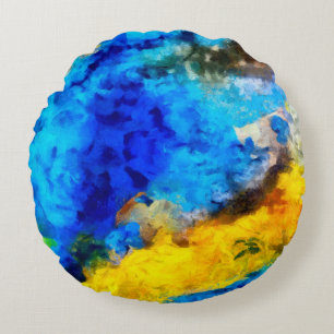 Art texture, creative oil background, striped and  round cushion