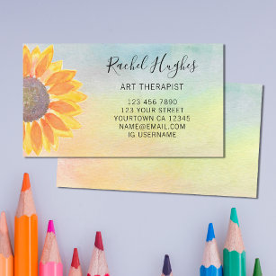 Art Therapist Sunflower Colourful Business Card