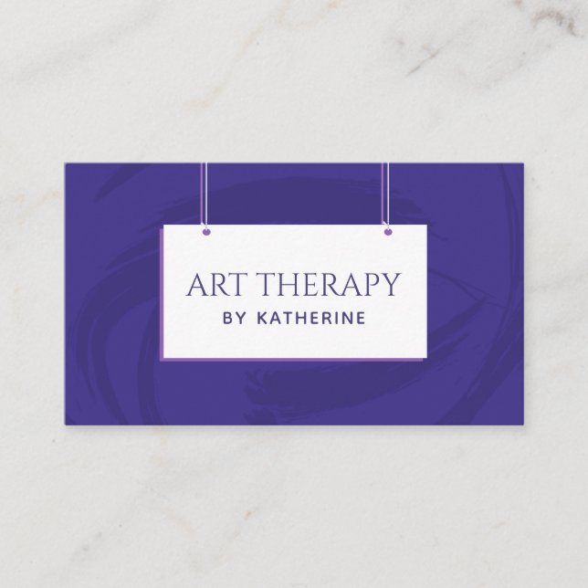 Art Therapy Psychotherapy Simple Minimalist Purple Business Card (Front)