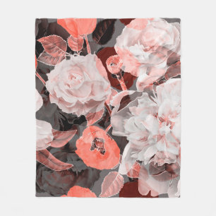 art vintage blurred monochrome and colourful red, fleece blanket