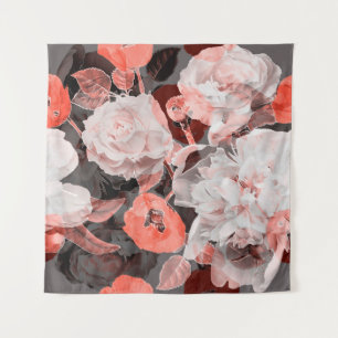 art vintage blurred monochrome and colourful red,  tapestry