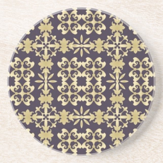 Art vintage damask pattern, golden coaster (Front)