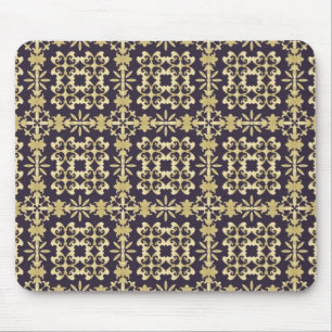 Art vintage damask pattern, golden mouse mat