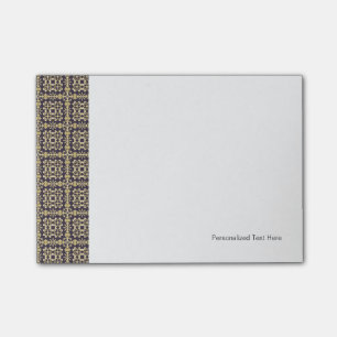 Art vintage damask pattern, golden post-it notes