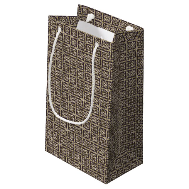 Art vintage damask pattern, golden small gift bag (Back Angled)