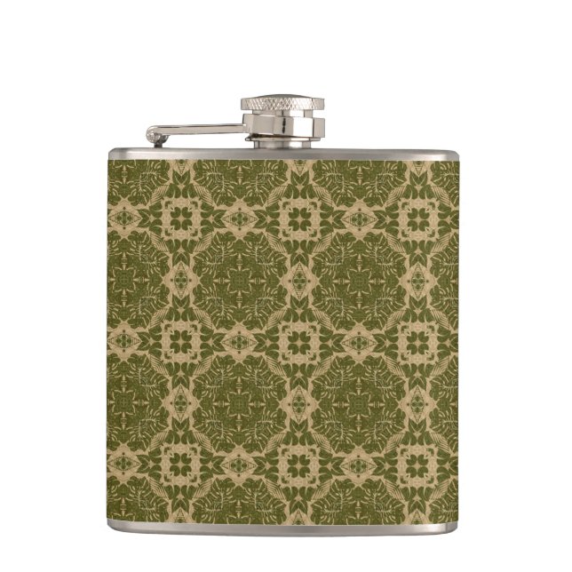 Art vintage damask pattern hip flask (Front)