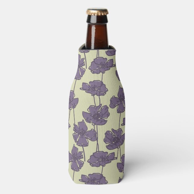 Art vintage floral pattern background bottle cooler (Bottle Front)