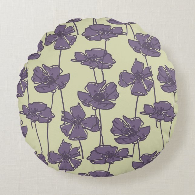 Art vintage floral pattern background round cushion (Front)