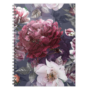 art vintage pencil floral colourful seamless patte notebook