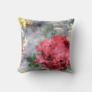 art vintage watercolor colorful floral seamless pa cushion