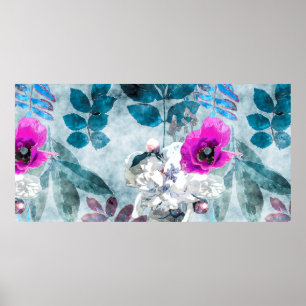 art vintage watercolor colorful floral seamless pa poster