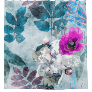 art vintage watercolor colourful floral seamless p shower curtain