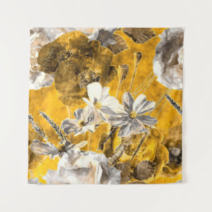 art vintage watercolor monochrome floral seamless tapestry