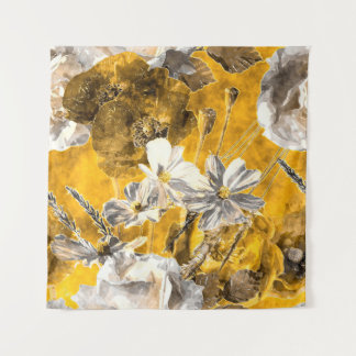 art vintage watercolor monochrome floral seamless  tapestry