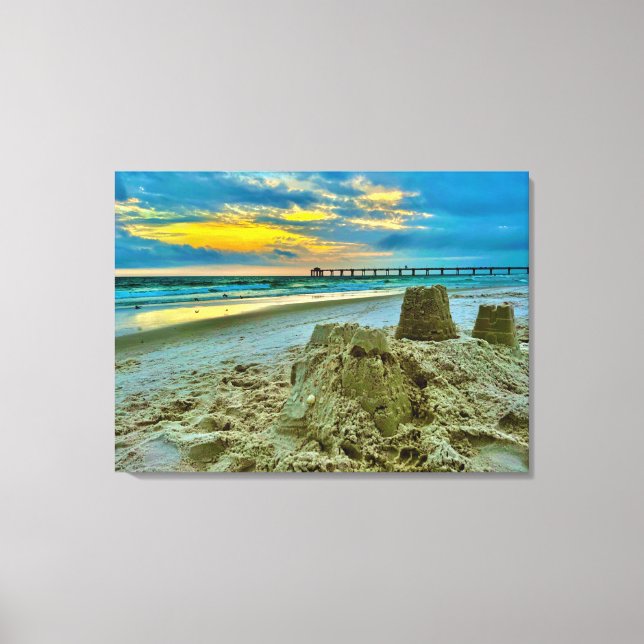 art, wall art, Sand Castles On The Beach Canvas Print (Front)