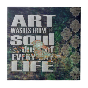 Art Washes the Soul Grunge Bird Digital Art Tile