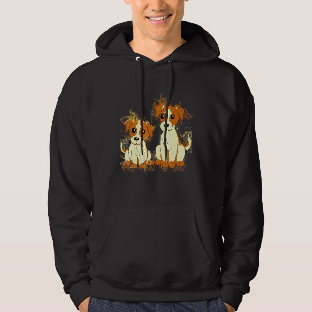 Art Watercolor Jack Russell Terrier Dogs Hoodie (Front)