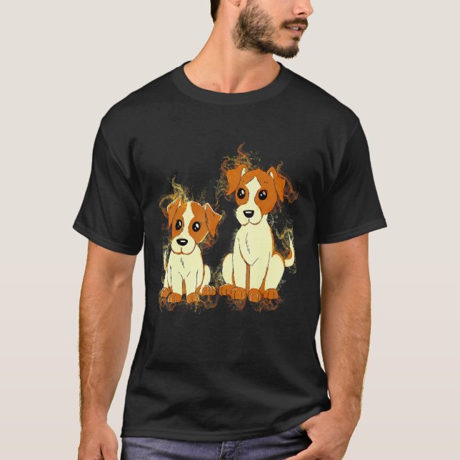 Art Watercolor Jack Russell Terrier Dogs T-Shirt (Front)