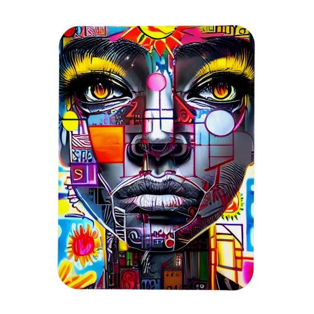 Art  Woman Face Colourful  Magnet (Vertical)