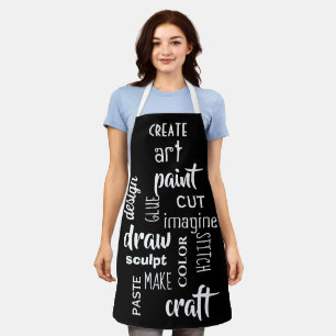 Art Words Black and White Apron