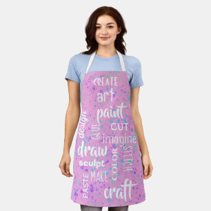 Art Words Pink Paint Splatter Apron
