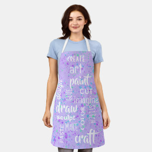 Art Words Purple Paint Splatter Apron