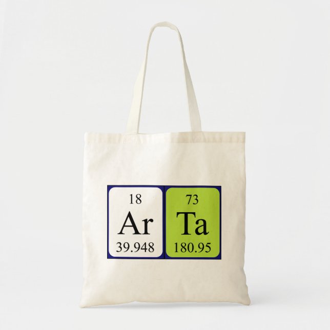 Arta periodic table name tote bag (Front)