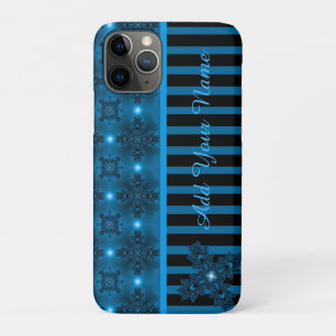 Artdeco Flowers in Retro Style , Add Your Name iPhone 11 Pro Case