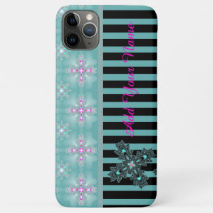 Artdeco Flowers in Retro Style , Add Your Name iPhone 11 Pro Max Case