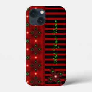 Artdeco Flowers in Retro Style , Add Your Name iPhone 13 Mini Case