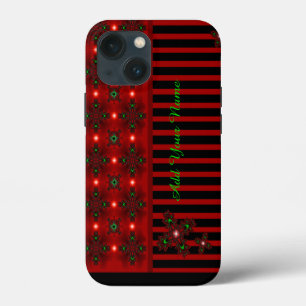 Artdeco Flowers in Retro Style , Add Your Name iPhone 13 Mini Case