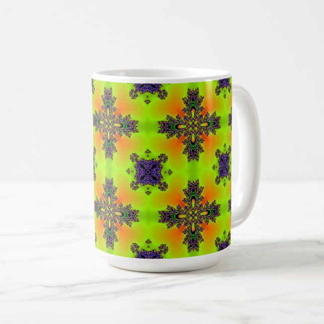 Artdeco Flowers in Retro Style Coffee Mug (Front Right)
