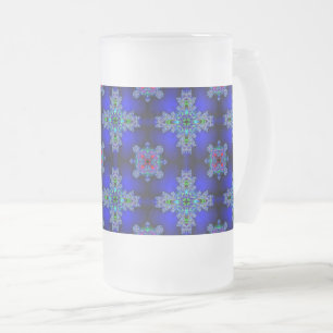 Artdeco Flowers in Retro Style Frosted Glass Beer Mug