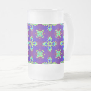 Artdeco Flowers in Retro Style Frosted Glass Beer Mug
