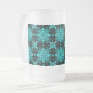 Artdeco Flowers in Retro Style Frosted Glass Beer Mug