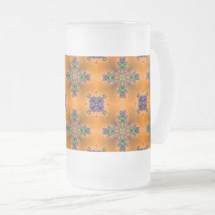 Artdeco Flowers in Retro Style Frosted Glass Beer Mug