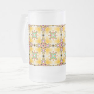 Artdeco Flowers in Retro Style Frosted Glass Beer Mug